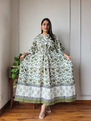 👉 Pure Cotton Kaftan Hand Block Printed 100% Pure cotton Free Size up 36 to 52  Length : 52 inch  👉 Shipping Free Within India