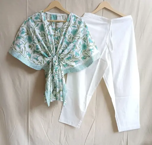 👉 Pure Cotton Kaftan With Pant Set Fabric : Pure Cotton  Size : 36 38 40 42 44 46 One Side Pocket In Payzama