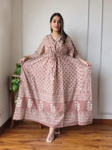👉 Pure Cotton Kaftan Hand Block Printed 100% Pure cotton Free Size up 36 to 52  Length : 52 inch  👉 Shipping Free Within India