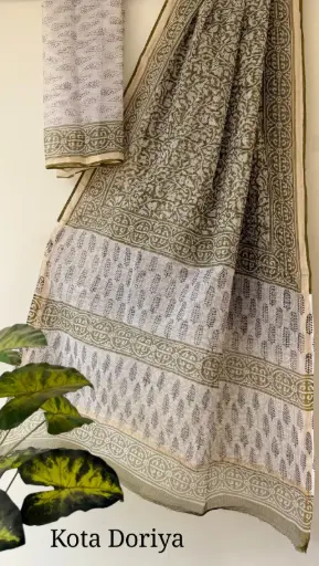 👉 Pure Kota Doria Saree  Hand Block print Dabu print Bagru print  Size     : 5.5 mtr  Blouse : 0.90 mtr