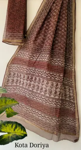 👉 Pure Kota Doria Saree  Hand Block print Dabu print Bagru print  Size     : 5.5 mtr  Blouse : 0.90 mtr