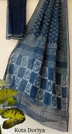 👉 Pure Kota Doria Saree  Hand Block print Dabu print Bagru print  Size     : 5.5 mtr  Blouse : 0.90 mtr