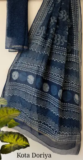 👉 Pure Kota Doria Saree  Hand Block print Dabu print Bagru print  Size     : 5.5 mtr  Blouse : 0.90 mtr