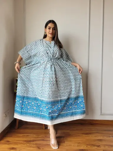 👉 Pure Cotton Kaftan Hand Block Printed 100% Pure cotton Free Size up 36 to 52  Length : 52 inch  👉 Shipping Free Within India