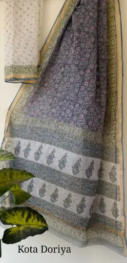 👉 Pure Kota Doria Saree  Hand Block print Dabu print Bagru print  Size     : 5.5 mtr  Blouse : 0.90 mtr