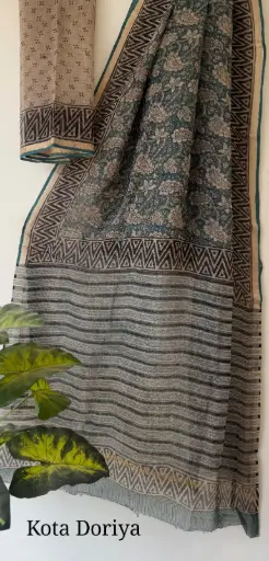 👉 Pure Kota Doria Saree  Hand Block print Dabu print Bagru print  Size     : 5.5 mtr  Blouse : 0.90 mtr