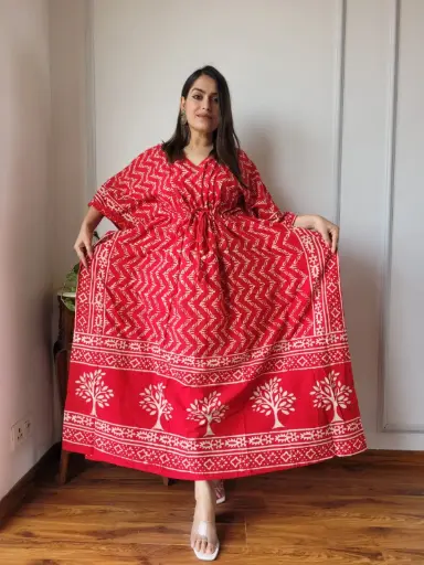 👉 Pure Cotton Kaftan Hand Block Printed 100% Pure cotton Free Size up 36 to 52  Length : 52 inch  👉 Shipping Free Within India