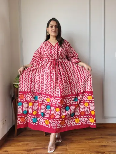 👉 Pure Cotton Kaftan Hand Block Printed 100% Pure cotton Free Size up 36 to 52  Length : 52 inch  👉 Shipping Free Within India