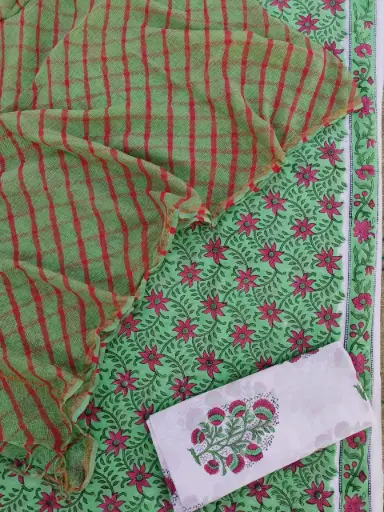 👉  Pure Cotton Suit with Kota Doria Dupatta Hand Block Printed Top        : 2.5 mtr ( Cotton ) Bottom  : 2.5 mtr ( Cotton ) Dupatta : 2.5 mtr ( Kota Doria )