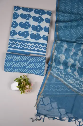 👉  Pure Cotton Suit with Kota Doria Dupatta Hand Block Printed Top        : 2.5 mtr ( Cotton ) Bottom  : 2.5 mtr ( Cotton ) Dupatta : 2.5 mtr ( Kota Doria )