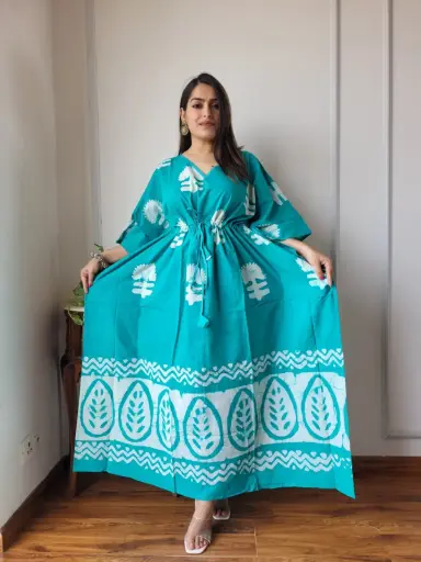 👉 Pure Cotton Kaftan Hand Block Printed 100% Pure cotton Free Size up 36 to 52  Length : 52 inch  👉 Shipping Free Within India