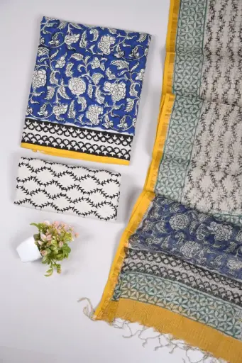 👉  Pure Cotton Suit with Kota Doria Dupatta Hand Block Printed Top        : 2.5 mtr ( Cotton ) Bottom  : 2.5 mtr ( Cotton ) Dupatta : 2.5 mtr ( Kota Doria )
