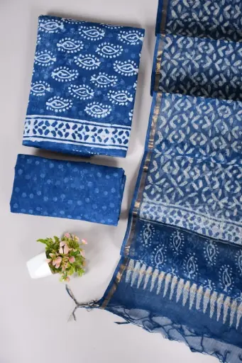 👉  Pure Cotton Suit with Kota Doria Dupatta Hand Block Printed Top        : 2.5 mtr ( Cotton ) Bottom  : 2.5 mtr ( Cotton ) Dupatta : 2.5 mtr ( Kota Doria )