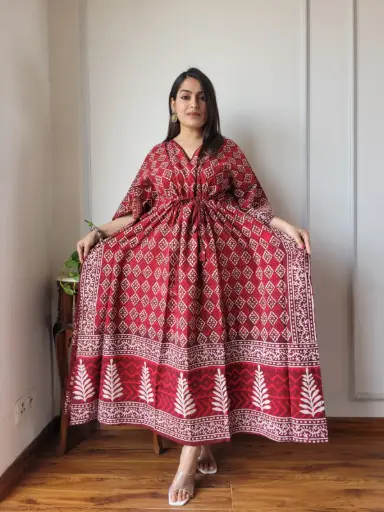 👉 Pure Cotton Kaftan Hand Block Printed 100% Pure cotton Free Size up 36 to 52  Length : 52 inch  👉 Shipping Free Within India