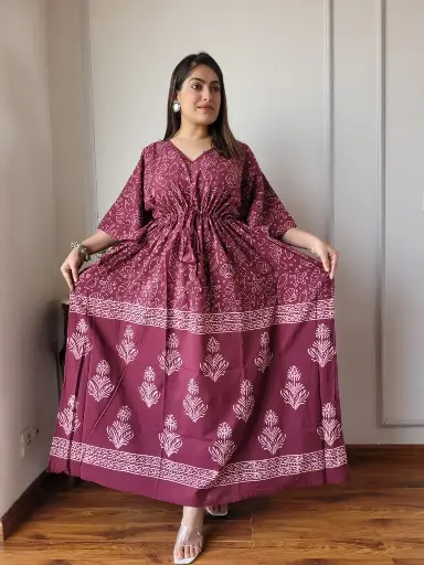 👉 Pure Cotton Kaftan Hand Block Printed 100% Pure cotton Free Size up 36 to 52  Length : 52 inch  👉 Shipping Free Within India