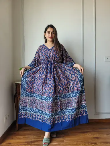 👉 Pure Cotton Kaftan Hand Block Printed 100% Pure cotton Free Size up 36 to 52  Length : 52 inch  👉 Shipping Free Within India