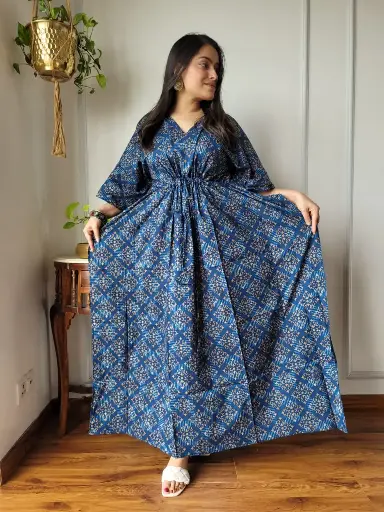 👉 Pure Cotton Kaftan Hand Block Printed 100% Pure cotton Free Size up 36 to 52  Length : 52 inch  👉 Shipping Free Within India