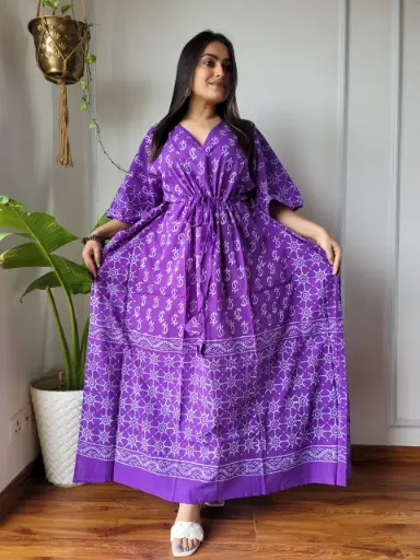 👉 Pure Cotton Kaftan Hand Block Printed 100% Pure cotton Free Size up 36 to 52  Length : 52 inch  👉 Shipping Free Within India
