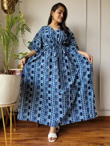 👉 Pure Cotton Kaftan Hand Block Printed 100% Pure cotton Free Size up 36 to 52  Length : 52 inch  👉 Shipping Free Within India
