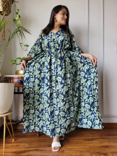 👉 Pure Cotton Kaftan Hand Block Printed 100% Pure cotton Free Size up 36 to 52  Length : 52 inch  👉 Shipping Free Within India