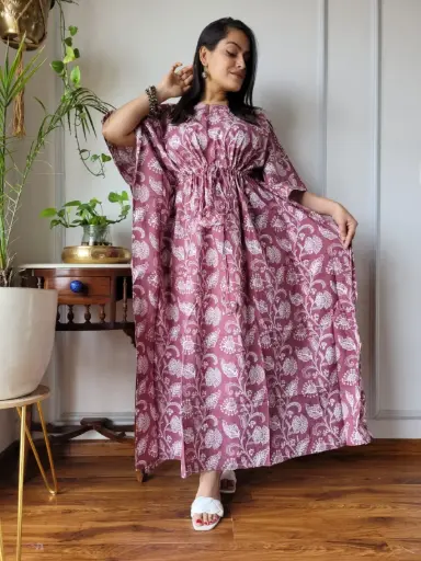 👉 Pure Cotton Kaftan Hand Block Printed 100% Pure cotton Free Size up 36 to 52  Length : 52 inch  👉 Shipping Free Within India
