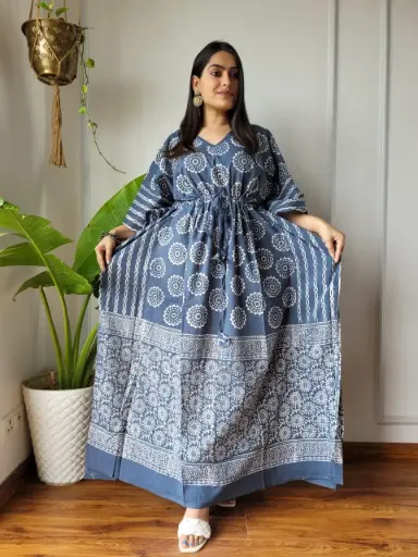 👉 Pure Cotton Kaftan Hand Block Printed 100% Pure cotton Free Size up 36 to 52  Length : 52 inch  👉 Shipping Free Within India