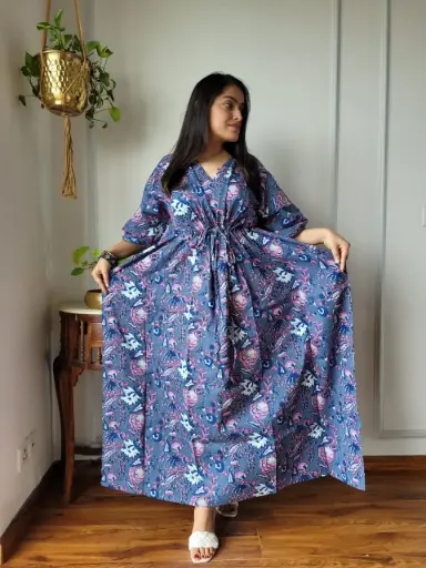 👉 Pure Cotton Kaftan Hand Block Printed 100% Pure cotton Free Size up 36 to 52  Length : 52 inch  👉 Shipping Free Within India