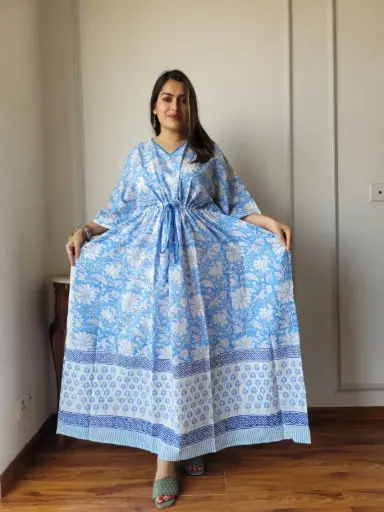 👉 Pure Cotton Kaftan Hand Block Printed 100% Pure cotton Free Size up 36 to 52  Length : 52 inch  👉 Shipping Free Within India