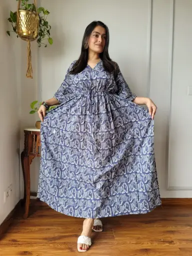 👉 Pure Cotton Kaftan Hand Block Printed 100% Pure cotton Free Size up 36 to 52  Length : 52 inch  👉 Shipping Free Within India
